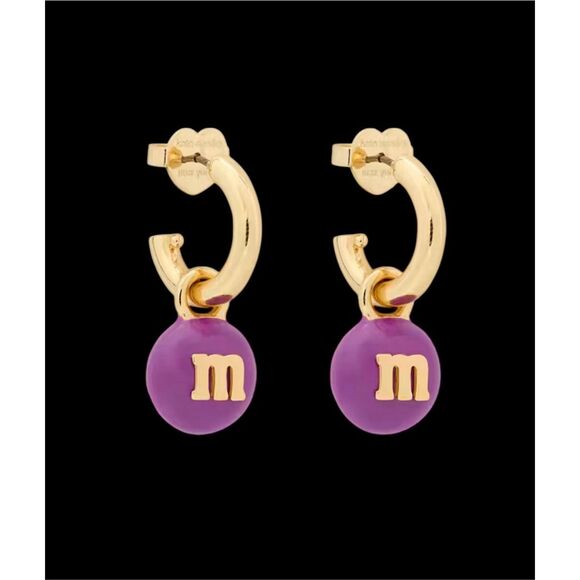 VERY RARE Kate Spade x M&Ms NEW earrings - purple M&M candy huggie earrings - Picture 1 of 14